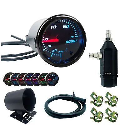 Manual Boost Controller Kit W/ 52mm Turbo Boost Gauge 7 Color Universal 0-30PSI • $39