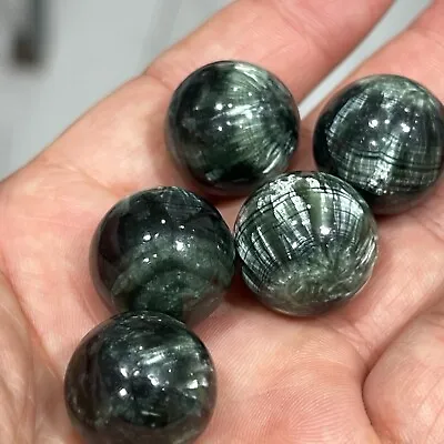 Top! 5pcs Natural  Seraphinite Quartz Sphere Crystal Ball Reiki Healing 20mm • $69.74