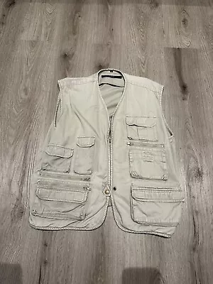 Utility Vest Beige Size XL Gilet Khaki Hunting Fishing Multi Pockets • £19.99