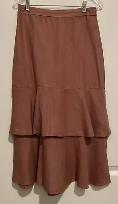 Madewell NEW/tags Linen-Blend Ruffle Tiered Midi Skirt-size Small • $25