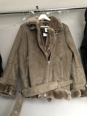 £35 • Buy Topshop Faux  Sheepskin Suede Coat Borg Jacket Leopard Animal Fur Free People