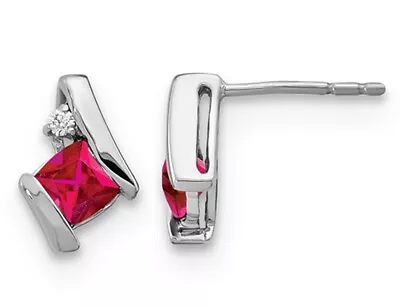 7/10 Carat (ctw) Lab-Created Cushion Cut Ruby Post Earrings In Sterling Silver • $79.95