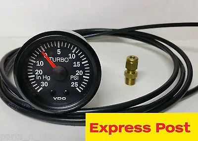 VDO 52mm TURBO BOOST/VACUUM GAUGE AND VDO LINE KIT BRAND NEW.! FAST EXPRESS POST • $92.23