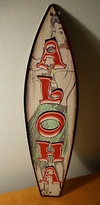 ALOHA RETRO VINTAGE STYLE HULA DANCER LUAU Tiki Bar Beach Surfboard Home Decor • $14.95