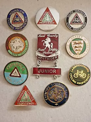 £20 • Buy Ten (10) Vintage Enamel Badges Safe Cyclist Cycling Bicycle Bike