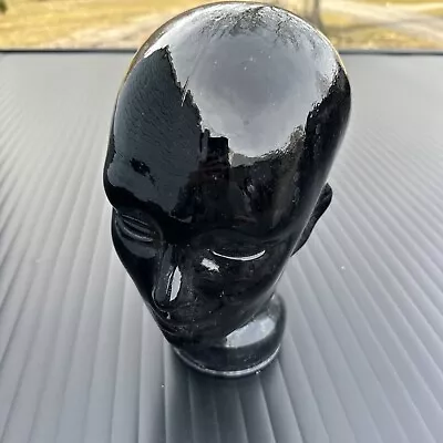 Vintage Pier 1 Black Art Glass Mannequin Head Bust Wig Hat Display Made In Spain • $69.99