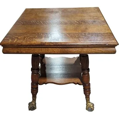 Spectacular Antique Tiger Oak Ball & Claw Parlor Table 30″H PA6352 • $595