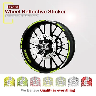 Motor Rim Stripes Wheel Decals Reflective Tape Stickers FOR KAWASAKI Z650 17-20 • £17.45