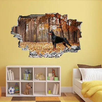 £15.99 • Buy Doberman Pinscher Dog Autumn Trees 3D Wall Sticker Mural Decal Kids Room CS43