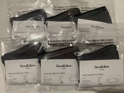 12 Goodfellow Adult Reusable Fabric Cotton Face Masks LG/XL Grey/Black (6 2Pks) • $7.91