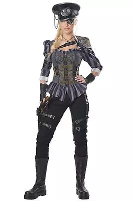 Steampunk Captain Victorian Mad Lady Max Fancy Dress Up Halloween Adult Costume • $56.95