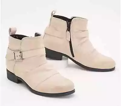 Miz Mooz Leather Ankle Boots With Buckle - Suzy-Linen-EU37 (US 6.5-7) A607626 • $69.99