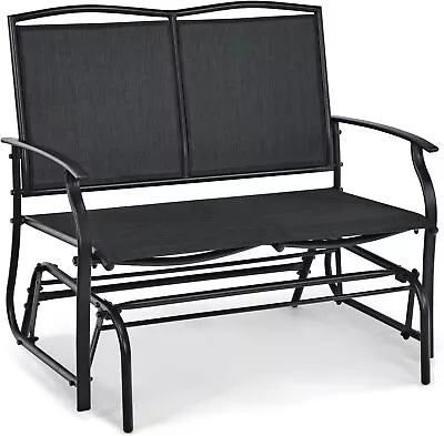 Patio Glider Chair Bench Outdoor Swing Glider Chair W/Study Metal Frame Black • $114.99