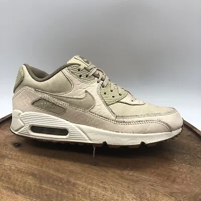 Nike Air Max 90 Premium Womens 10 “Oatmeal” Croc Print Leather Beige Tan Shoes • £31.82