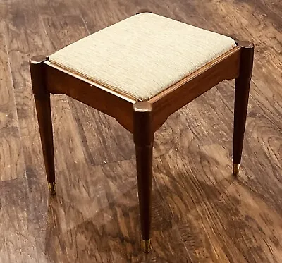 Mid Century Modern Walnut  Stool With Fluted Tapered Legs And Storage New York • $299.99