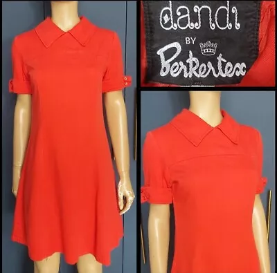 60s/70s Vintage Dandi By Berkertex Red Dagger Collar Mod Mini Dress  • £28