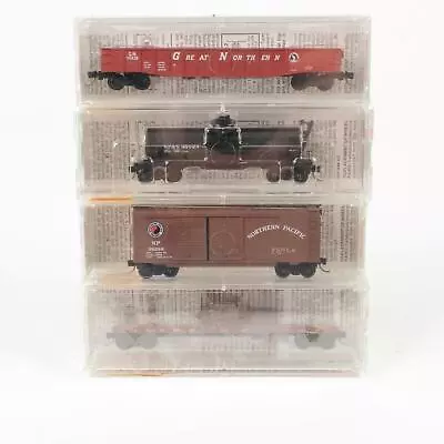 Micro Trains N Scale BN Fallen Flags SP&S GN NP CB&Q 4-Pack Car Set 23252 • $63.99