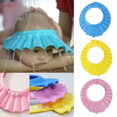 £3.99 • Buy New Style Adjustable Kids Baby Shampoo Bath Bathing Cap Hat Wash Hair Shield UK