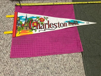 $13.69 • Buy Vintage CHARLESTON SC Full Size SOUVENIR Pennant Flag SOUTH CAROLINA - SHIP FAST