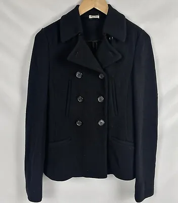 MIU MIU Twill Knit Wool Double Breasted Pea Coat Women’s 40 Black Y2K 2008 Prada • $199.50