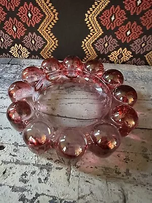 MCM Vintage Pink Boopie Bubble Glass Aschenbecher Ashtray Trinkets EUC • $20