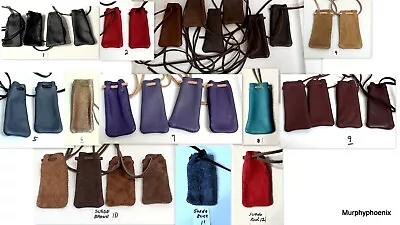 Small Leather Drawstring Medicine Bag Pouch Necklace New Made In USA Choose One • $7.99