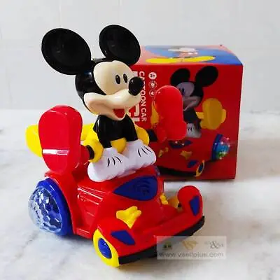 Mouse Bump & Go Mickey Car Toy Led Disco Led Lights Music Boys Girls Toys 21cm • £8.99