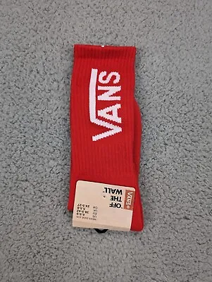 Vans Crew Socks Mens Womens 6.5-10 Red White Classic Logo Skate Surf Athletic • $11.90