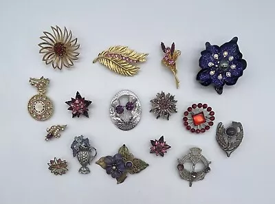 Vintage To Modern Lot Of 16 Brooch Pins Repair Repurpose Craft Wearable • $5.50