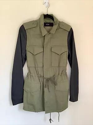 Veda S Leather Military Green Boho Grunge Jacket • $29.99