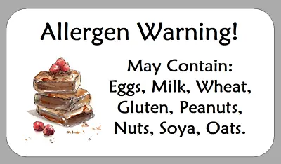 Mini Allergen Cake Bar Warning Stickers Small Food Allergy Content Labels • £2.70