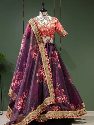 PREORDER - Patola Print Lehnga Choli/ Chaniya Choli Wedding Navratri Unstitched • £55