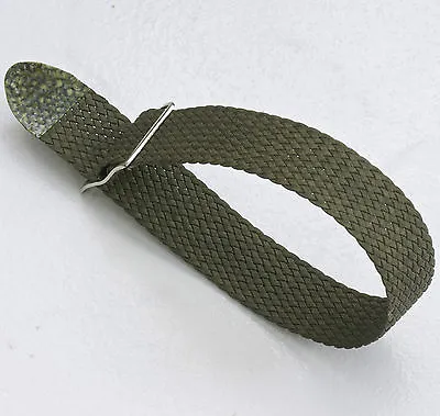 Khaki Green Tropical Braided Nylon 18mm Vintage Watch Band 1960s Silver Buckle • $14.99