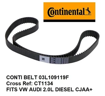 OE CONTINENTAL CONTI FOR  VW Jetta 2.0L L4 Diesel Timing Belt CBEA  CJAA TDI • $90.99