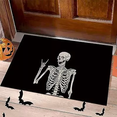  Halloween Door Mat 19.7 × 31.5  Funny Skull Welcome Mat Doormats Black Skull • $16.18