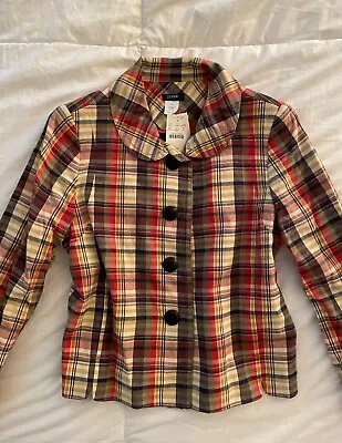 Nwt J.crew J Crew Jacket 10 M Medium Madras Plaid Cotton Lined Blazer $150 New • $49