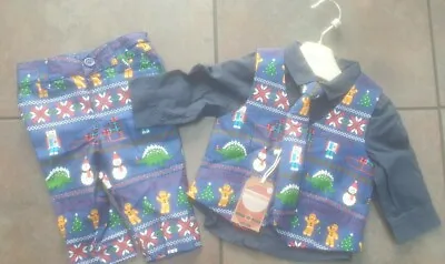 £12.99 • Buy Baby Boys Christmas Next Shirt,Tie,waistcoat, Pants Age 3-6 Months Bnwt Rrp £29