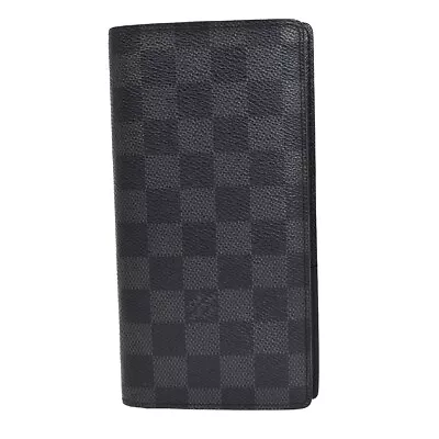 LOUIS VUITTON Logo Brazza Long Bifold Wallet Damier Graphite BK N62665 36YA934 • $187.60