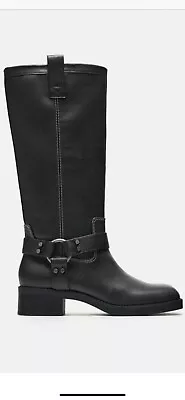 Zara BLACK Biker Boots Festival Size 39 U.K. 6 BNWT & Dustbag • £28.99