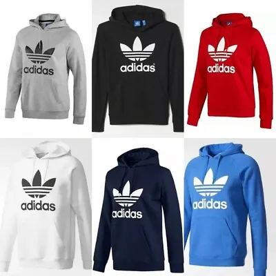 Adidas Men's Trefoil Fleece Hoodie Hooded Sweatshirt • £24.99