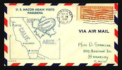 USS Macon 1934 Macon Again Visits Pasadena Cachet / 10.11.34 - Z18867 • $14.99