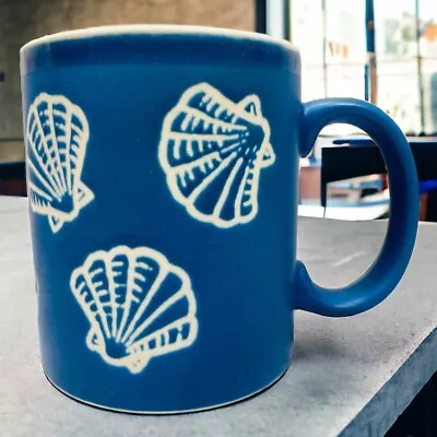 Otagiri Japan Coffee Mug Blue White Seashells Nautical Clam Shell Signed • $14.98