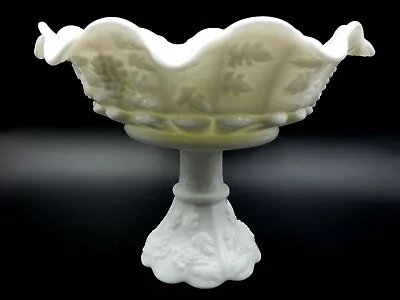 Vintage Westmoreland Milk Glass Grape Paneled Lipped Rim 7-7/8  Fruit Bowl • $29.95