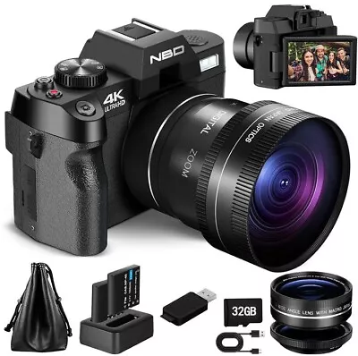 NBD Digital Camera 4K 48MP 16X Anti-Shake Vlogging Camera WiFi W/Battery 32GB TF • $119.98