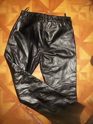 EXPRESS LEATHER Jeans Express Black Leather Motorcycle Pants LEATHER Trousers 6 • $11.99