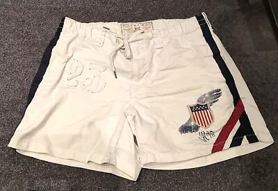 Men's Ralph Lauren Polo Usa White Cotton Shorts Size Medium (m) Sportswear Range • £18