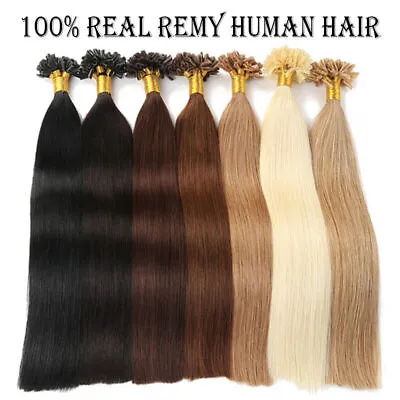 Pre Bonded Nail U Tip Fusion Keratin Real Remy Human Hair Extensions16-24in 1g/s • $41