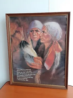 £29.99 • Buy Chief Seattle Quote Poster Vintage 1996 USA Framed Native American Indian Art