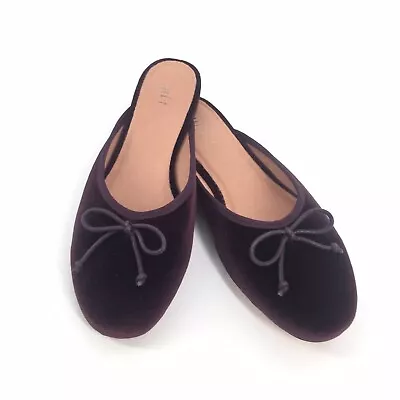 J.Jill Amanda Crushed Velvet Slip On Mule Size 7 Womens Burgundy Purple Flats • $35