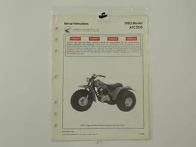 1983 ATC200 3 Wheeler Set Up Instructions Factory Honda Manual L319 • $19.99